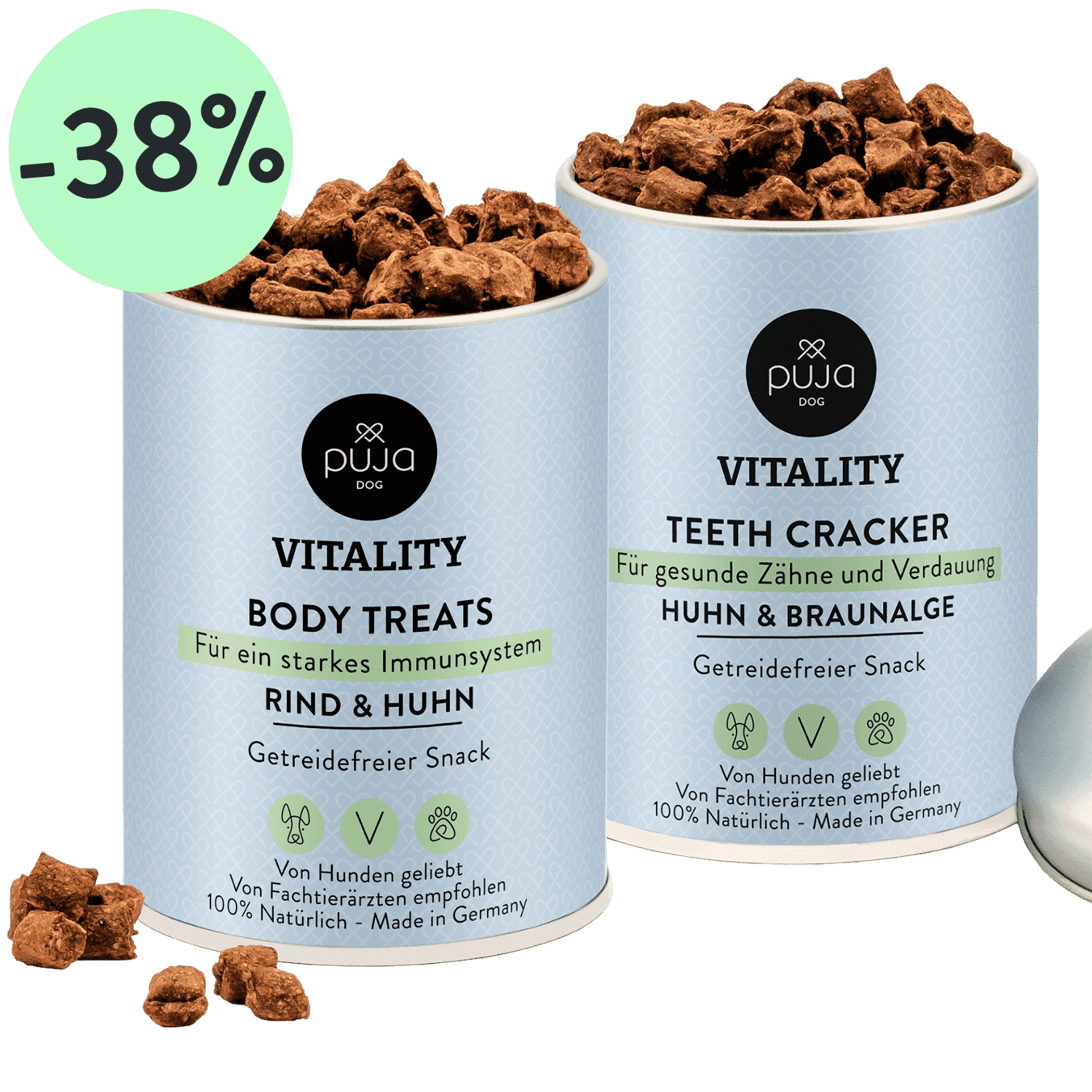 Doppelt fit mit Vitality Teeth + Vitality Body für Hunde - gesunde Zähne und Immunsystem Booster 2x150g